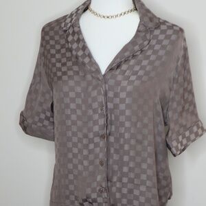 NWT 2 Piece Set Gap Body Checkered Pajamas in Taupe XS/XXS